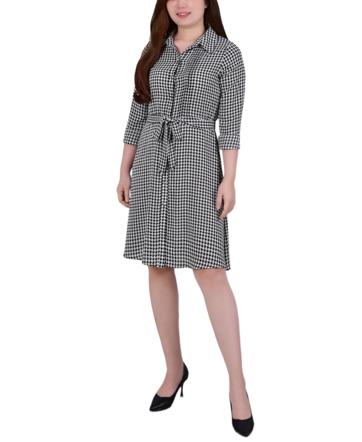 Petite Long Sleeve Belted Shirtdress Product Image