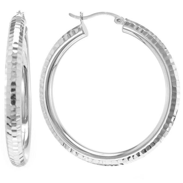 Judy Crowell Sterling Silver Textured Hoop Earrings, Womens Product Image