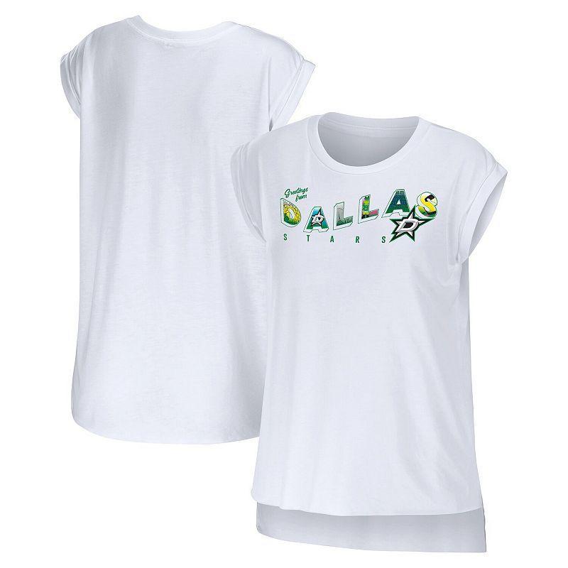 Womens WEAR by Erin Andrews White Dallas Stars Greetings From Muscle T-Shirt Product Image