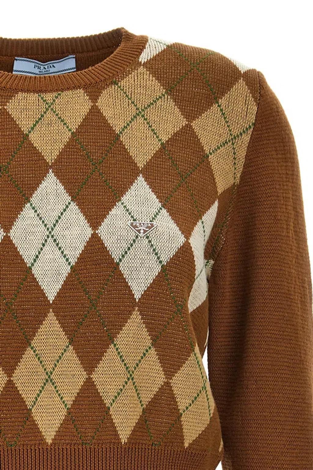 Pullover Mit Argyle-strickmuster In Brown Product Image