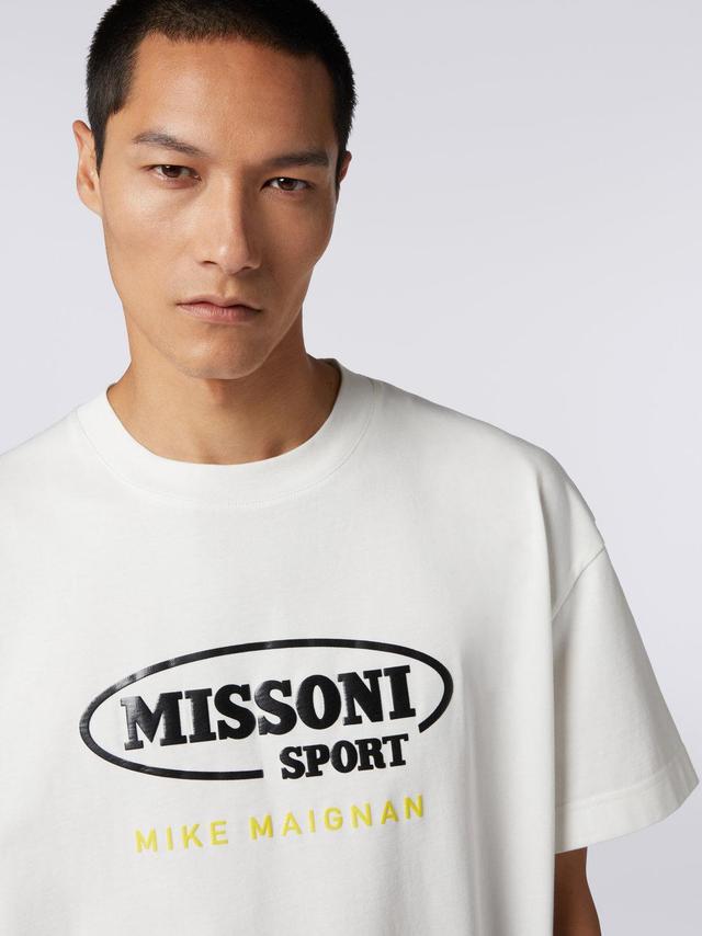 Crew-neck cotton T-shirt with logo in collaboration with Mike Maignan White | Missoni Product Image