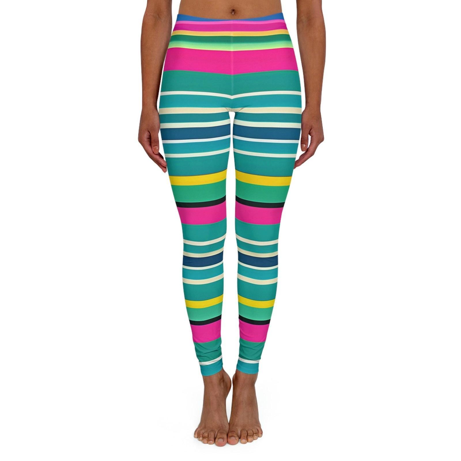 Womens leggings with Striped Pattern - Spandex leggings Soft Colorful Comfortab Product Image