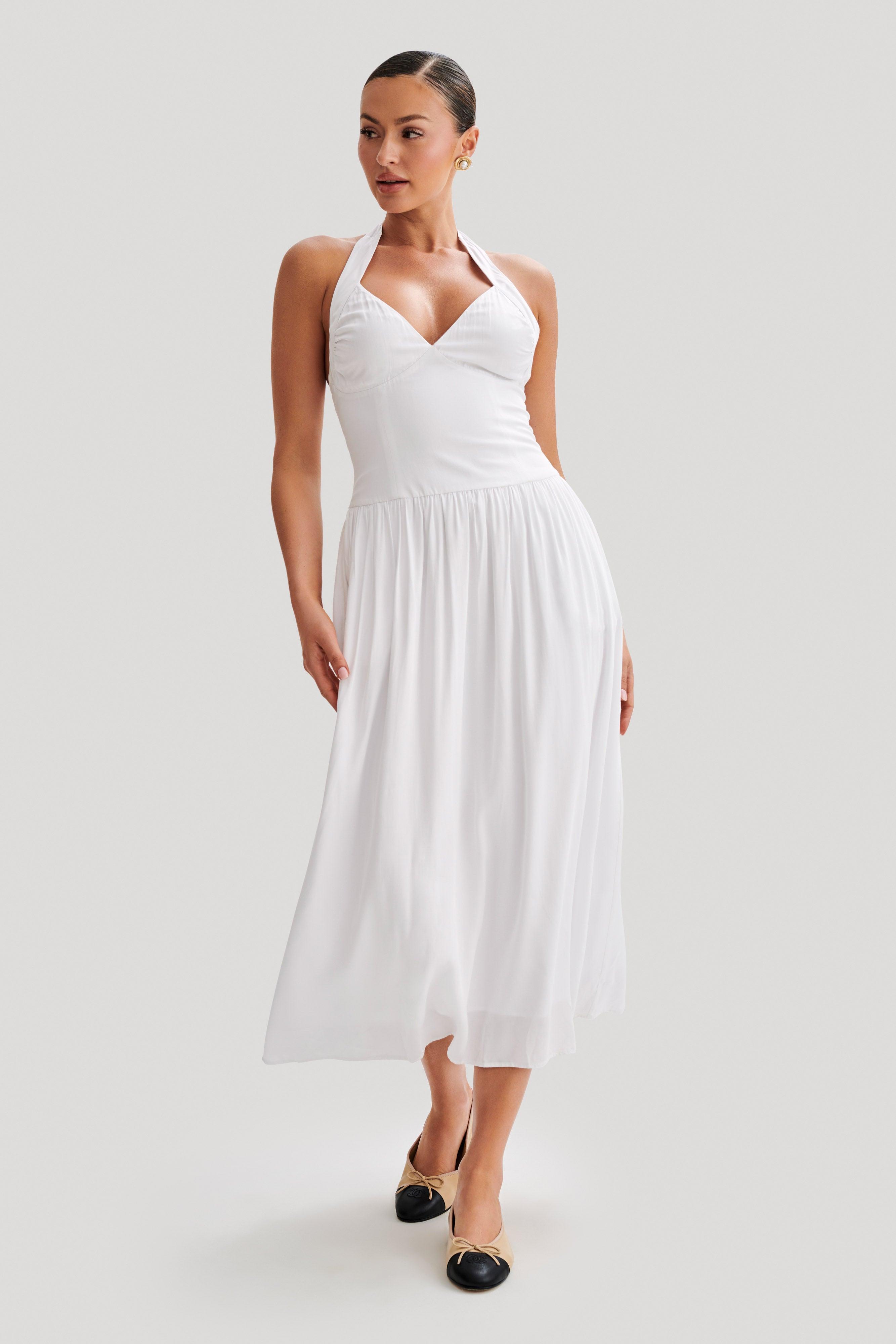 Harriette Halter Midi Dress - White Product Image