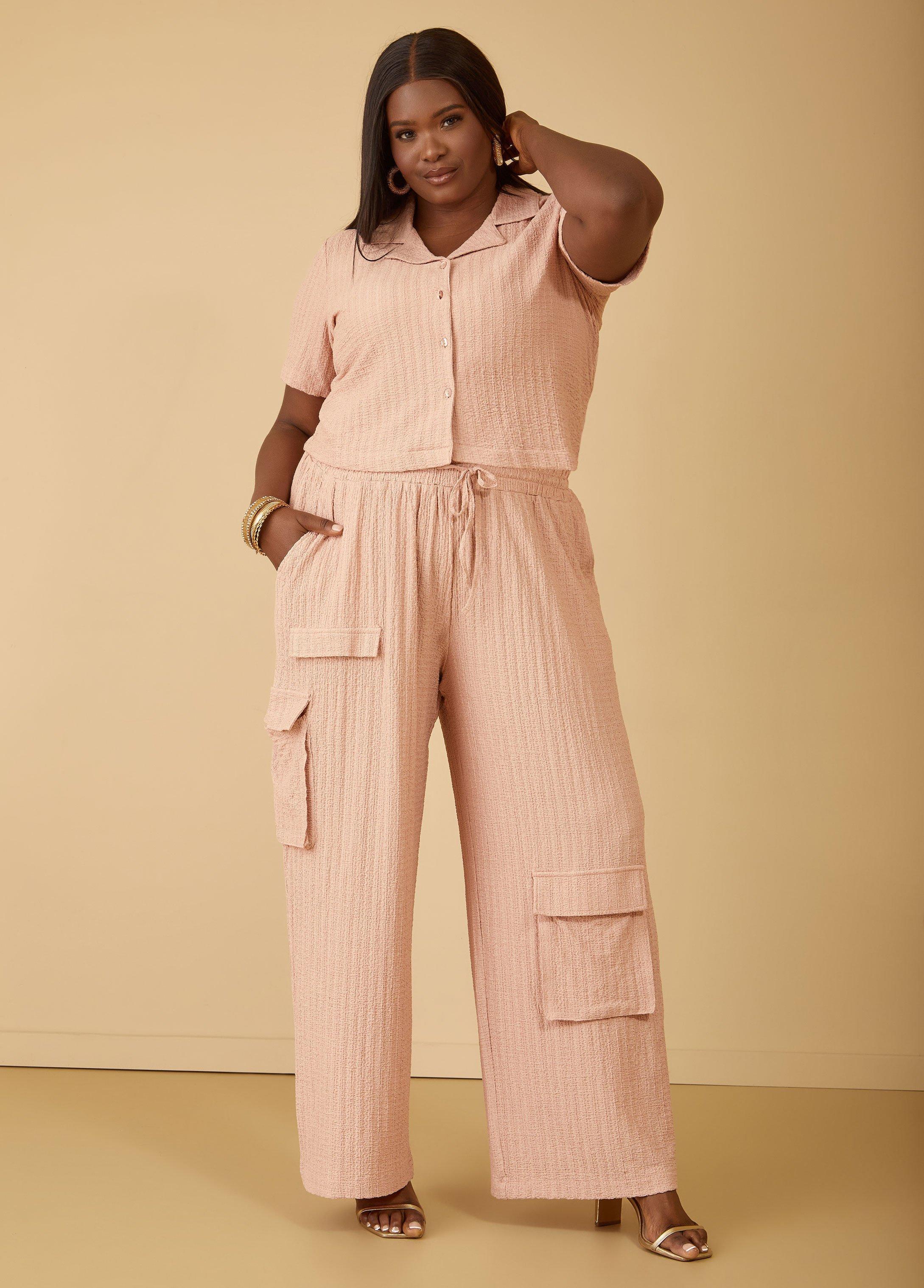 Plus Size Textured Cargo Pants Ashley Stewart product image