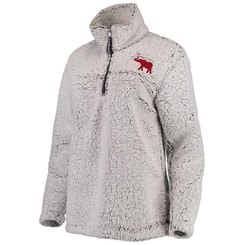 Womens Gray Alabama Crimson Tide Sherpa Super-Soft Quarter-Zip Pullover Jacket Product Image