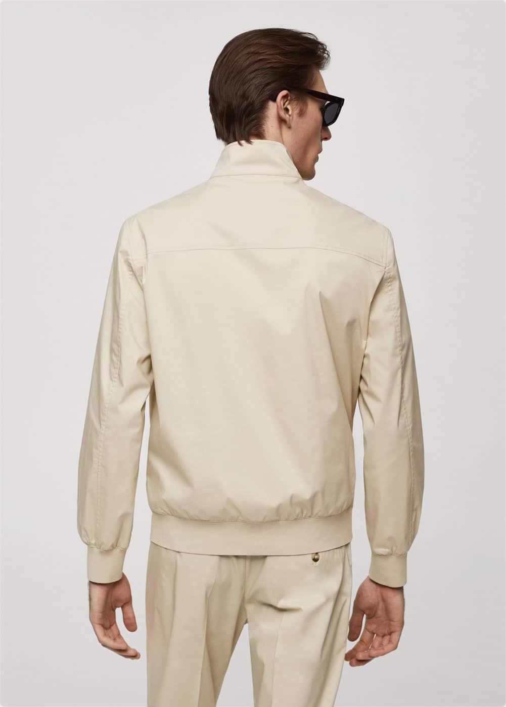 MANGO MAN - Stretch cotton jacket with zipper sandMen Product Image