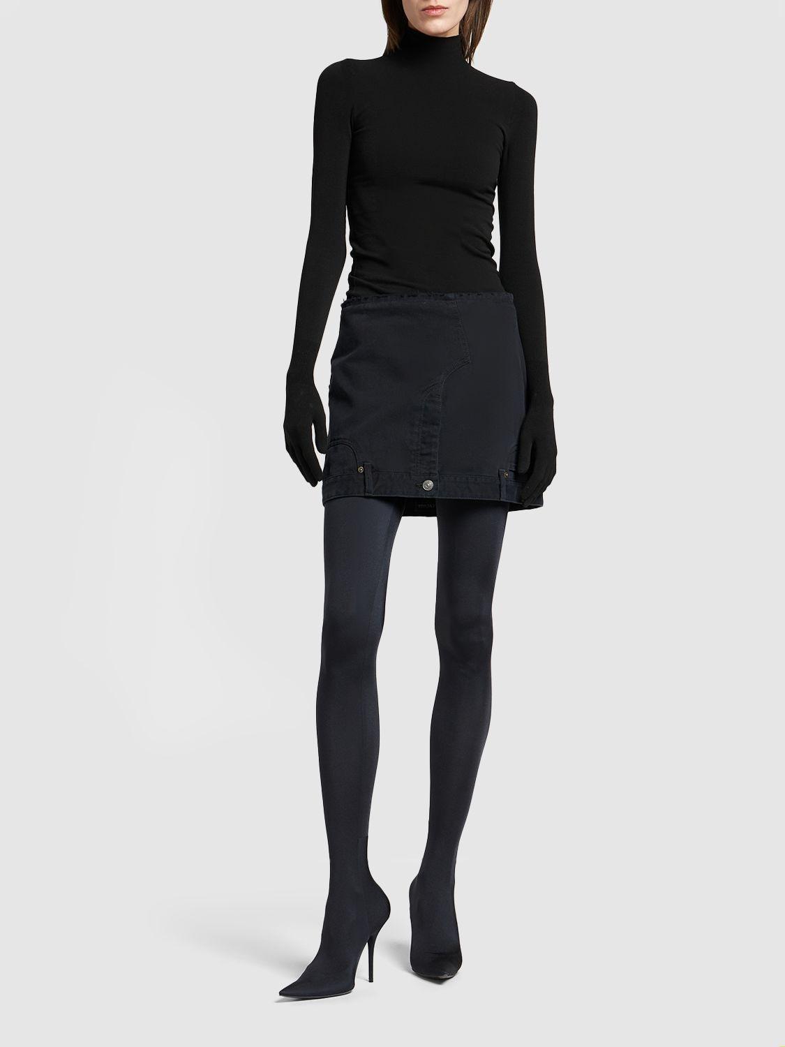 BALENCIAGA Upside-down Denim Miniskirt In Black Product Image