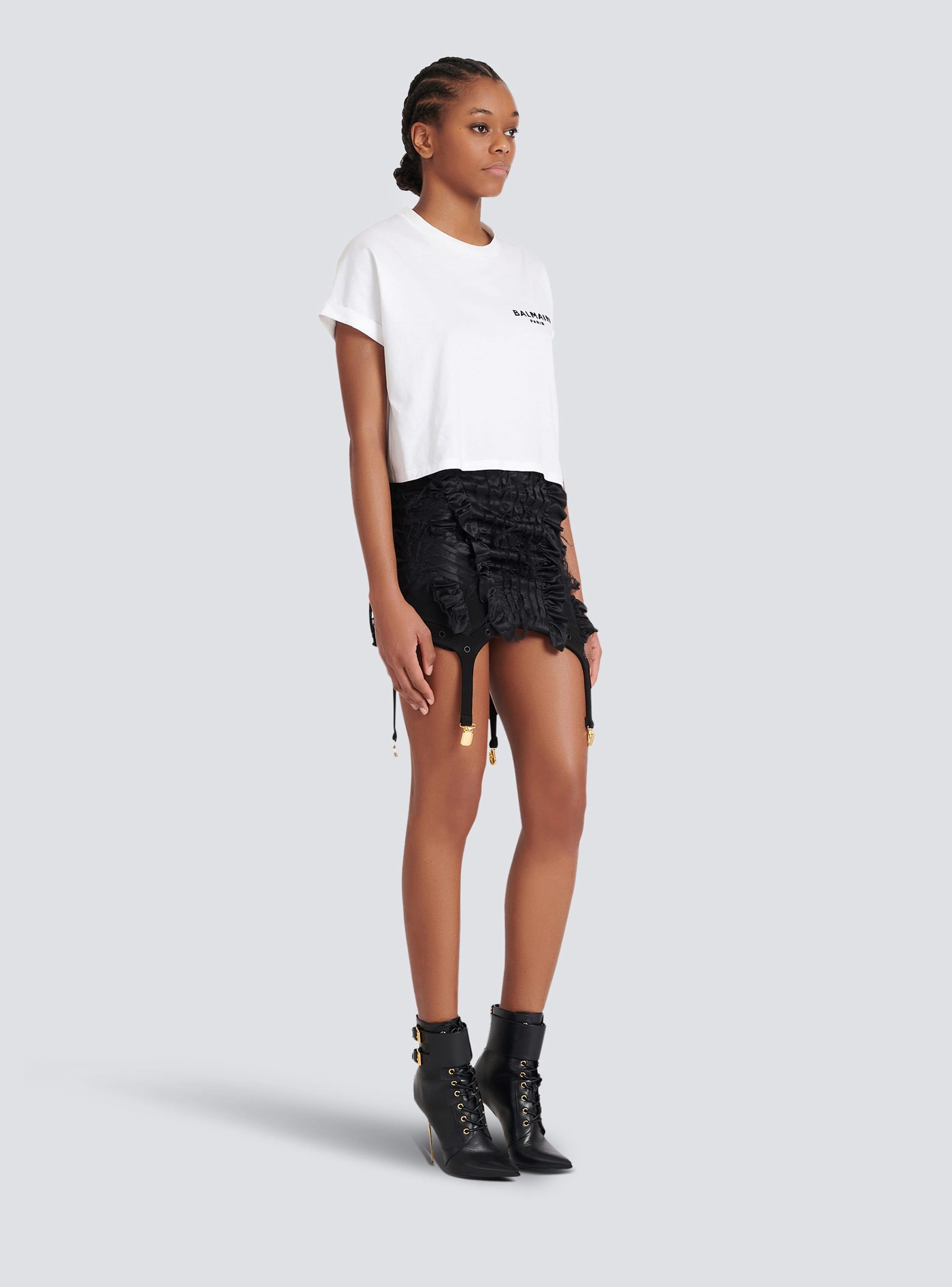 Flocked Balmain Paris cropped T-Shirt Product Image