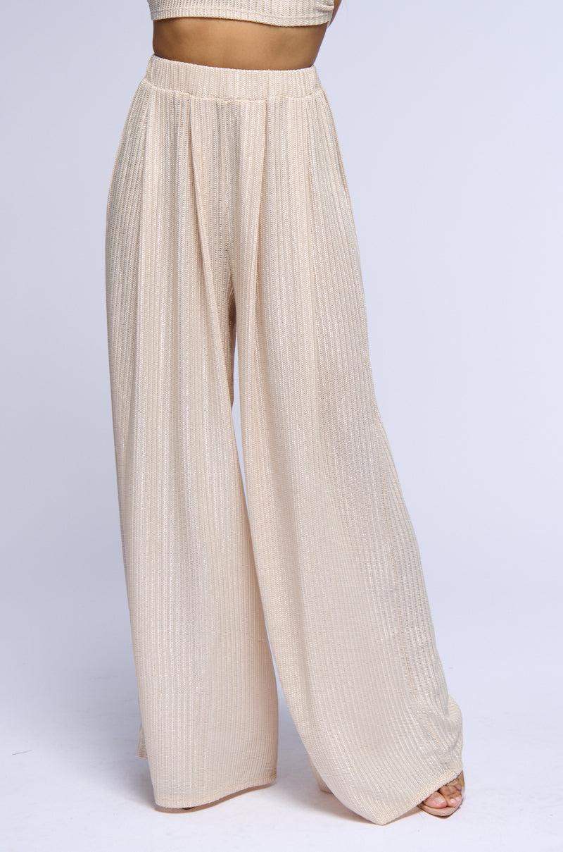 JUST LIKE MAGIC METALLIC KNIT WIDE LEG PANT Product Image