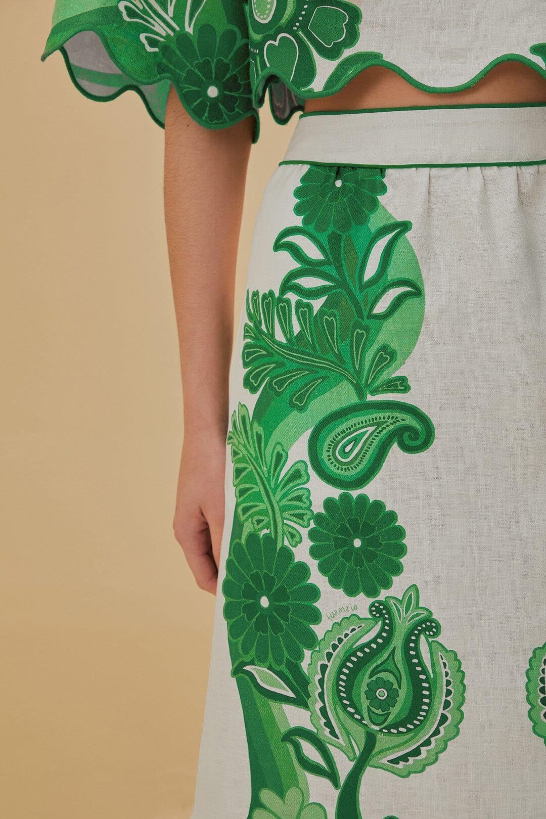 Green Color Festival Euroflax™ Midi Skirt Product Image