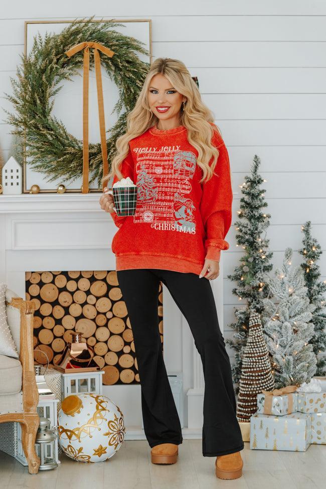 Holly Jolly Christmas Carol Red Corded Graphic Sweatshirt Macy Blackwell X Pink Lily Product Image