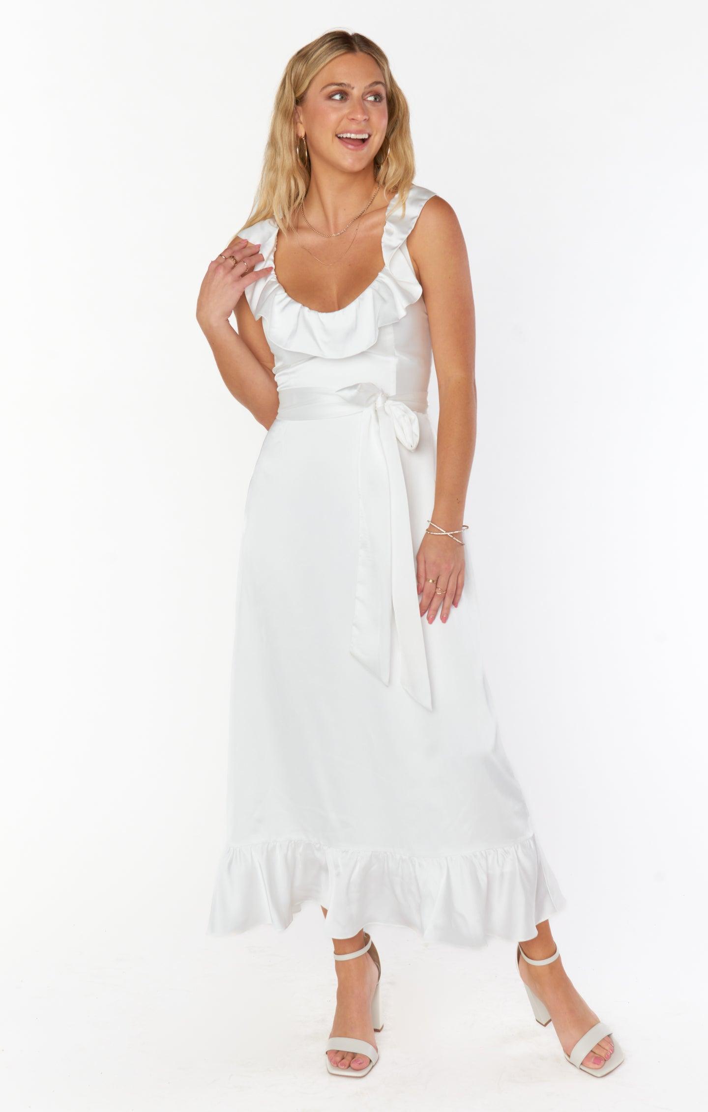 Alexis Midi Dress ~ Ivory Luxe Satin Product Image