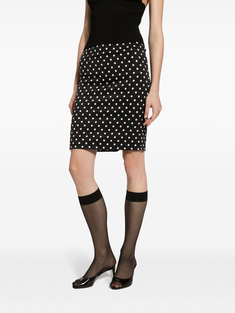 Polka-dot Print Pencil Skirt In Pois Product Image