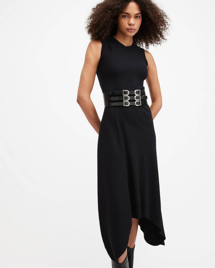 Gia Asymmetrical Ribbed Midi Dress Product Image