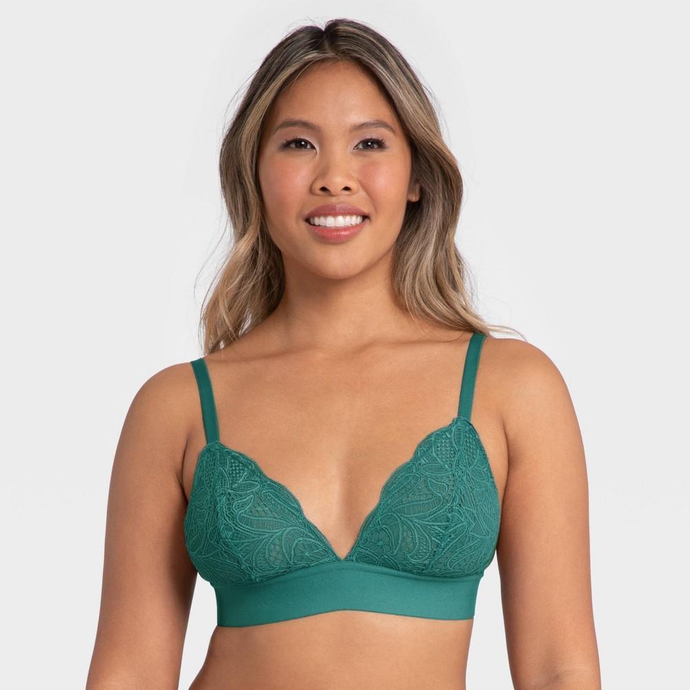 All.You.LIVELY Womens Longline Lace Bralette - Teal Blue L Product Image