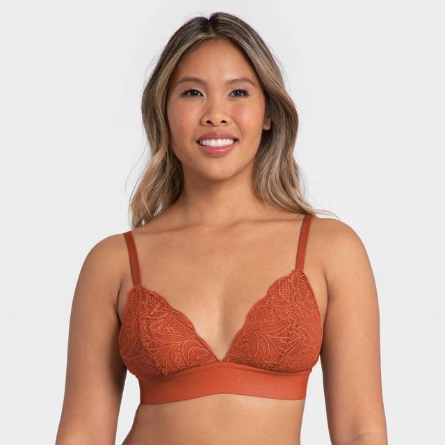 All.You.LIVELY Womens Longline Lace Bralette - Burnt Orange L Product Image