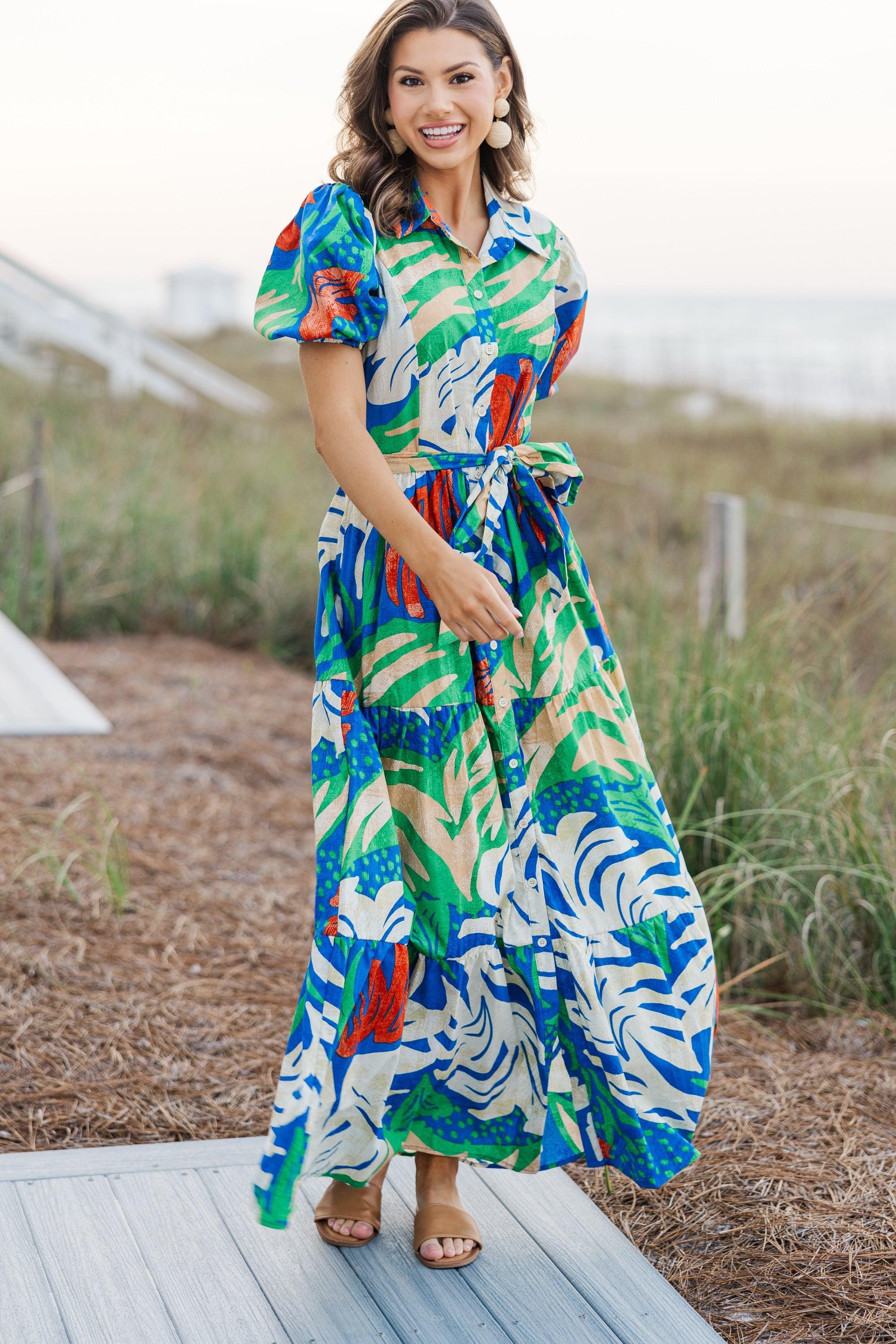 Ready For The Sun Royal Blue Tropical Maxi Dress Female Product Image