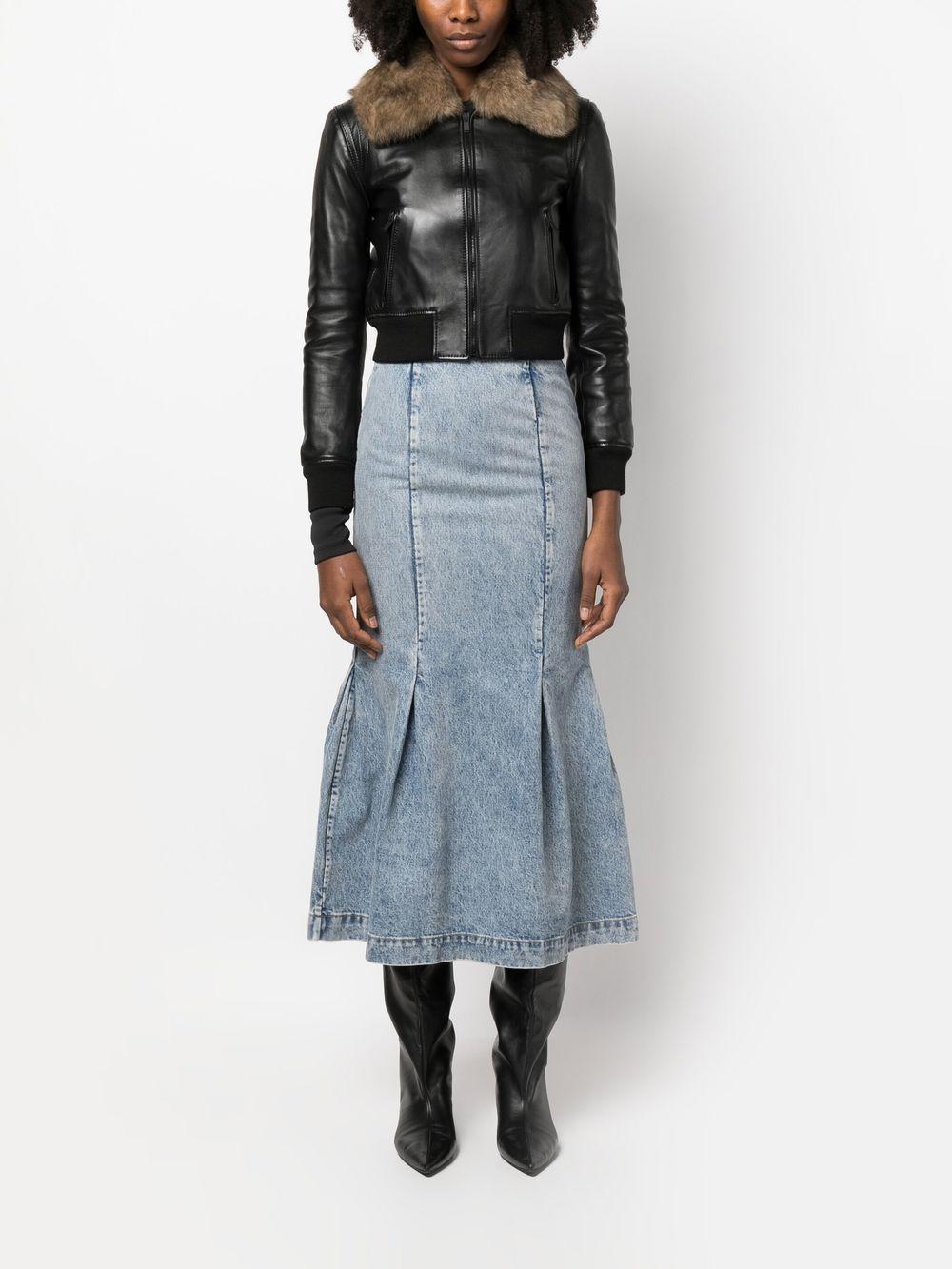 KHAITE High-waisted Slim-cut Skirt In Blau Product Image