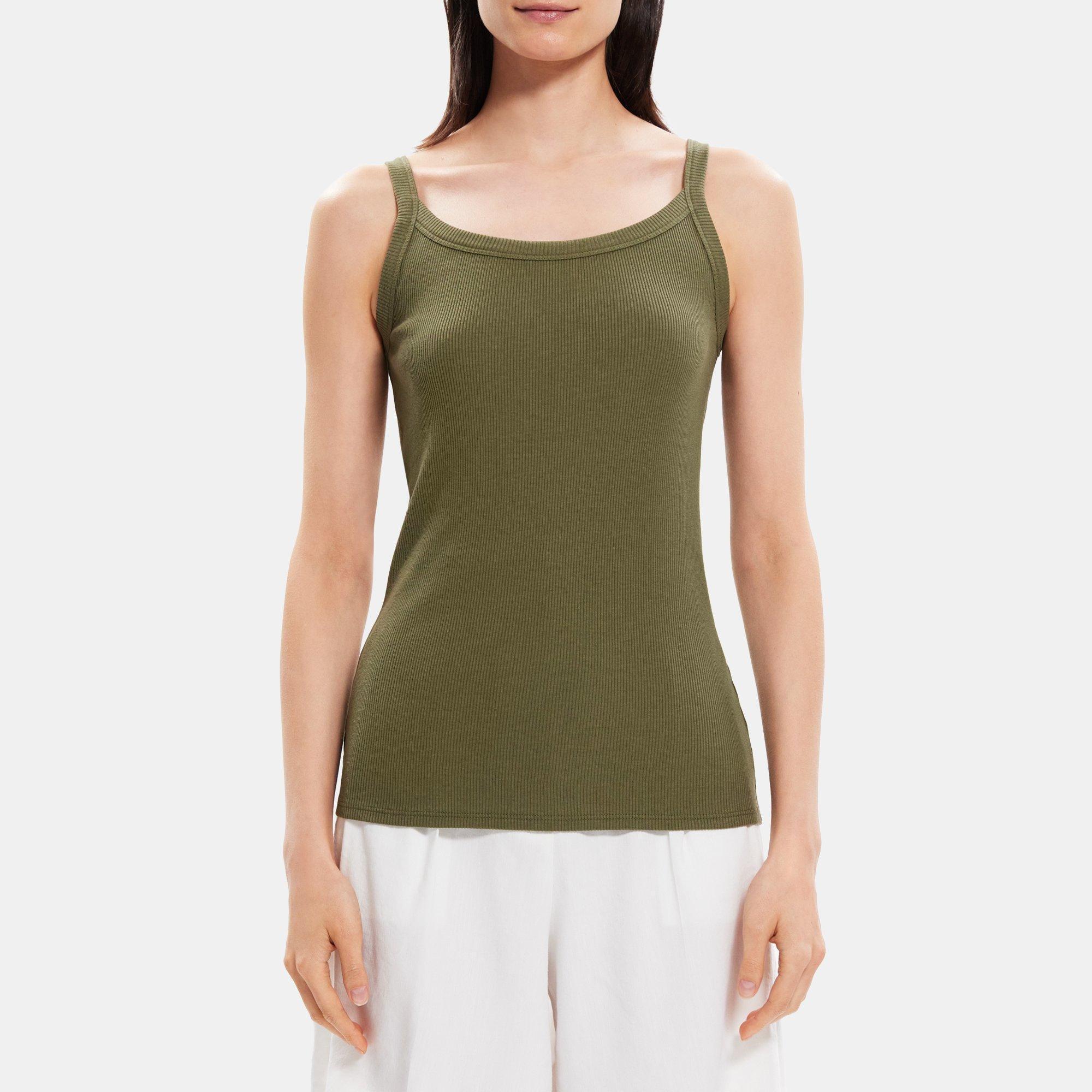 Ribbed Modal Cotton Scoop Neck Tank | Theory Outlet product image