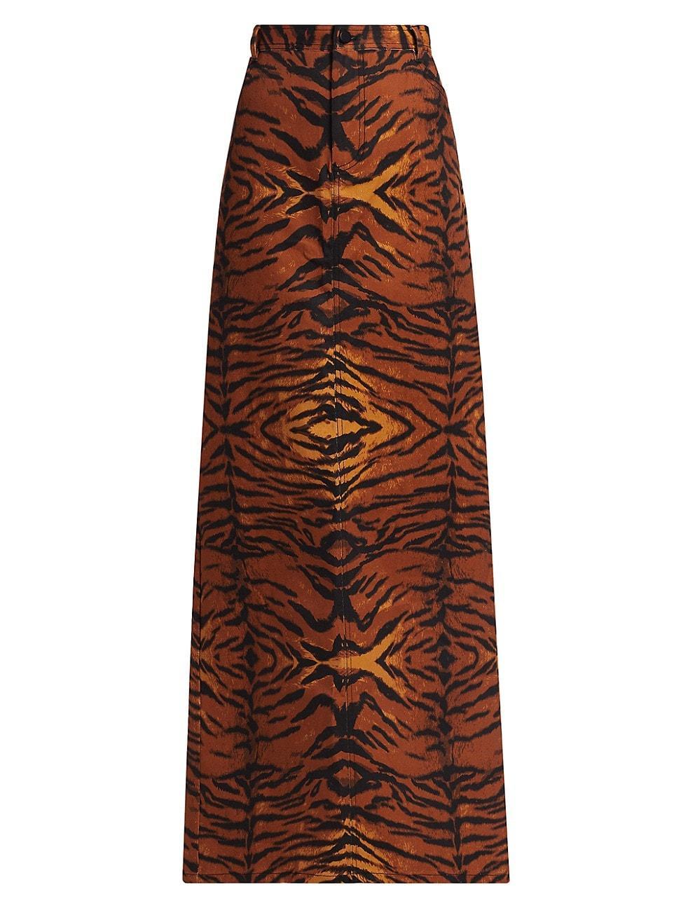 Womens Tiger Denim Maxi Skirt Product Image