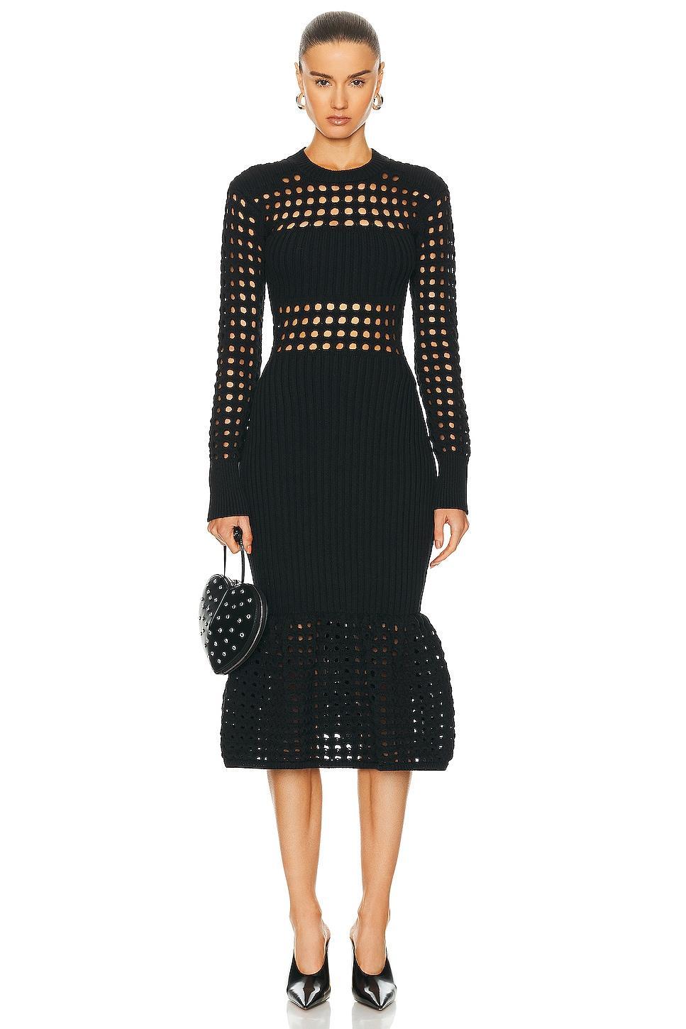 Alexander McQueen Mesh Midi Dress Black. (also in XS). Product Image