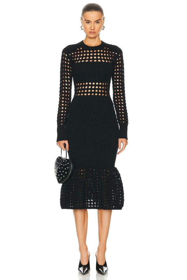 Alexander McQueen Mesh Midi Dress in Black Product Image