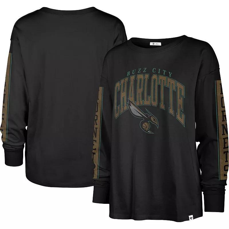 Womens 47 Black Charlotte Hornets City Edition SOA Long Sleeve T-Shirt Product Image