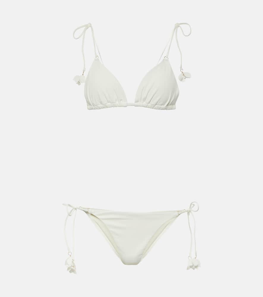 ZIMMERMANN Women's Pop Flower Trim Bikini In Ivory Product Image