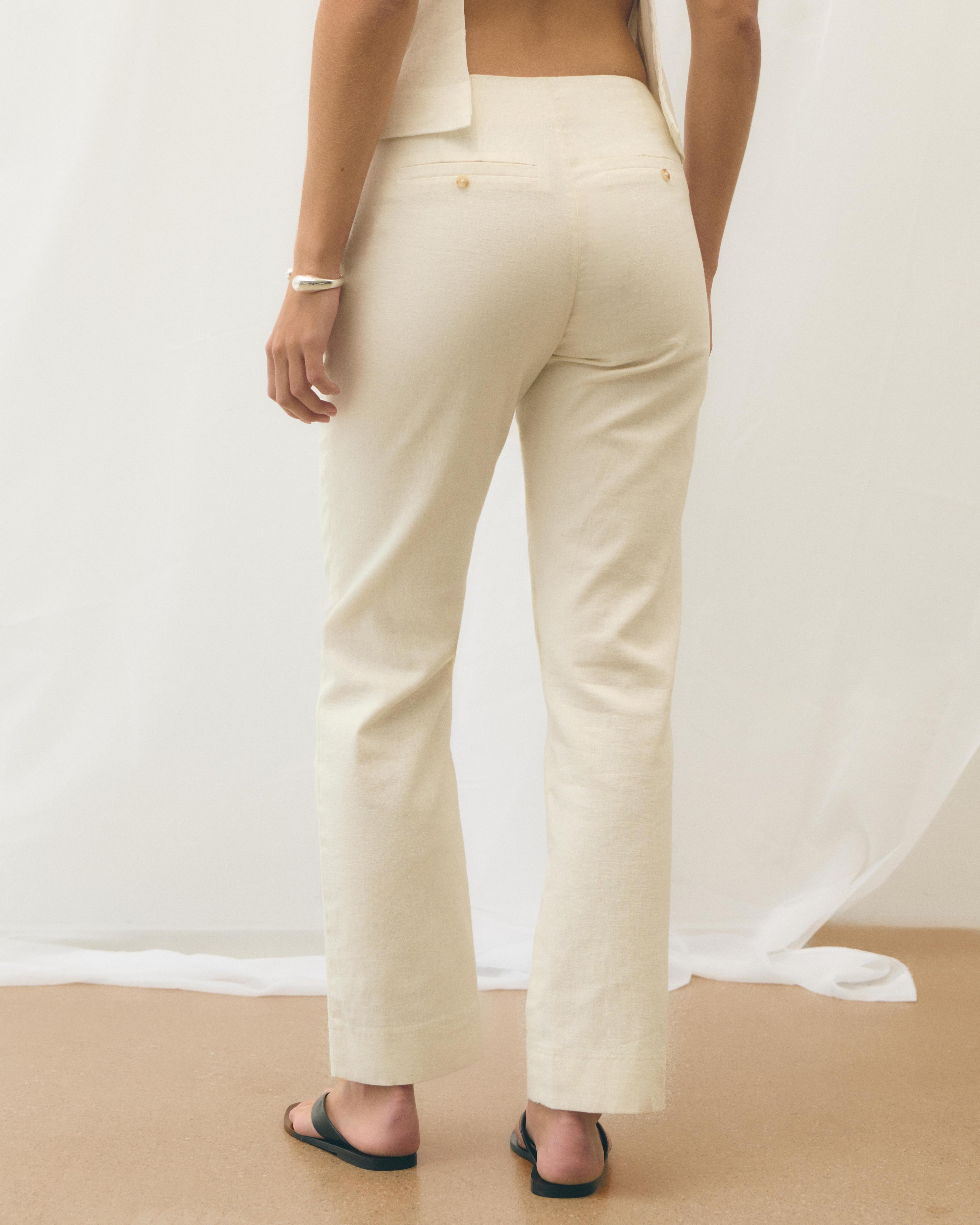 Mid Rise Linen-Blend Tailored Straight Pant Product Image