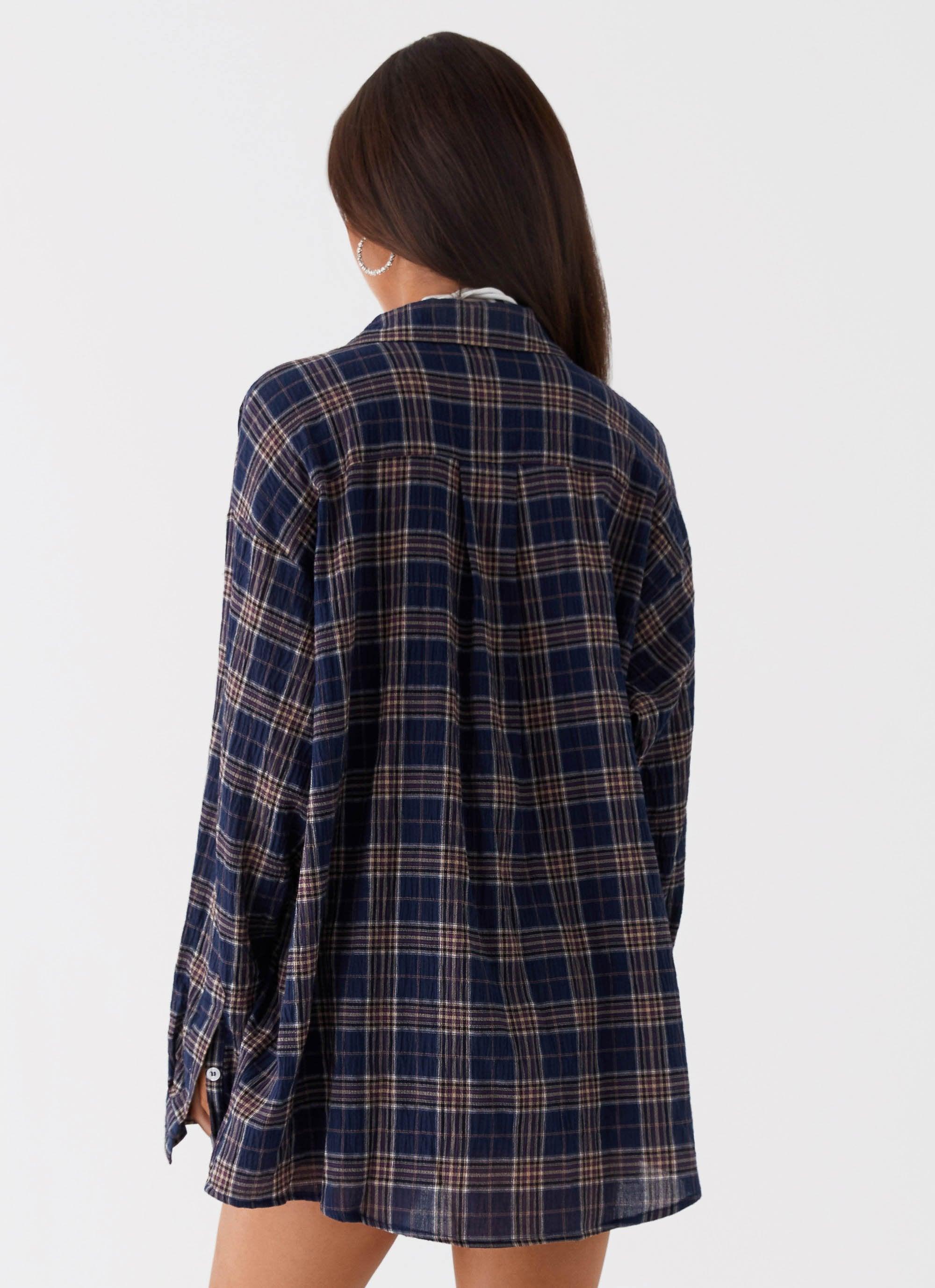 Harley Oversized Shirt - Navy Check Product Image