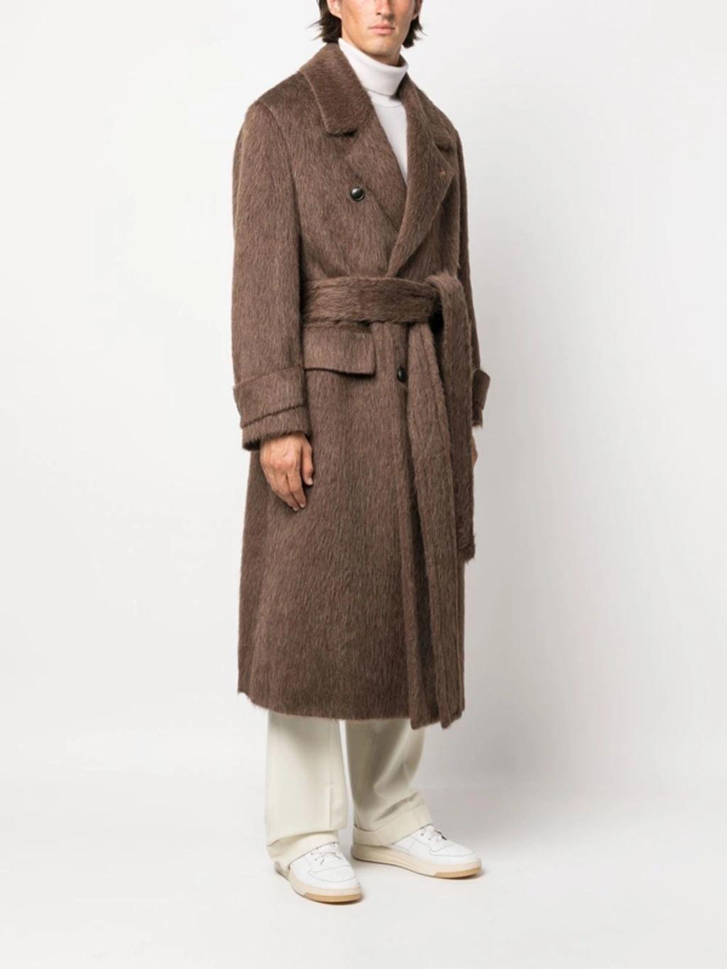 Alpaca Wool-blend Coat In Brown-alpaca Product Image