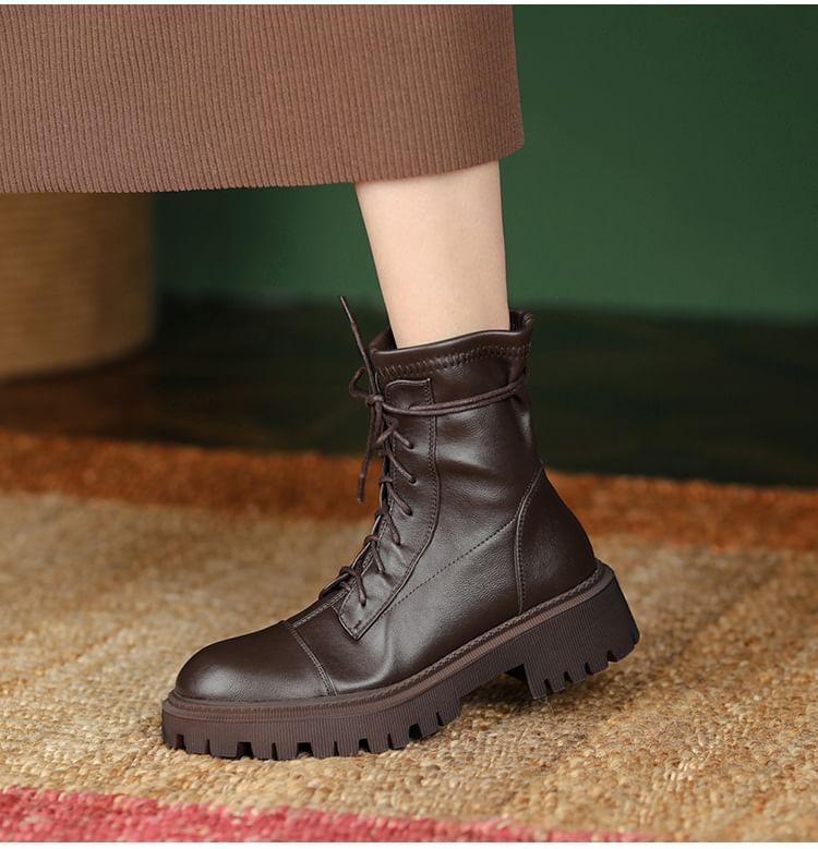 Lace-Up Platform Chunky Heel Mid-Calf Boots Product Image