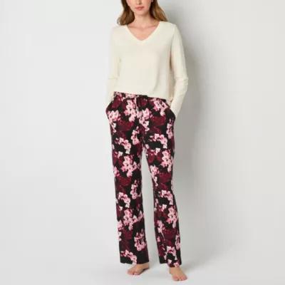 Ambrielle Womens V-Neck Long Sleeve 2-pc. Pant Pajama Set Product Image