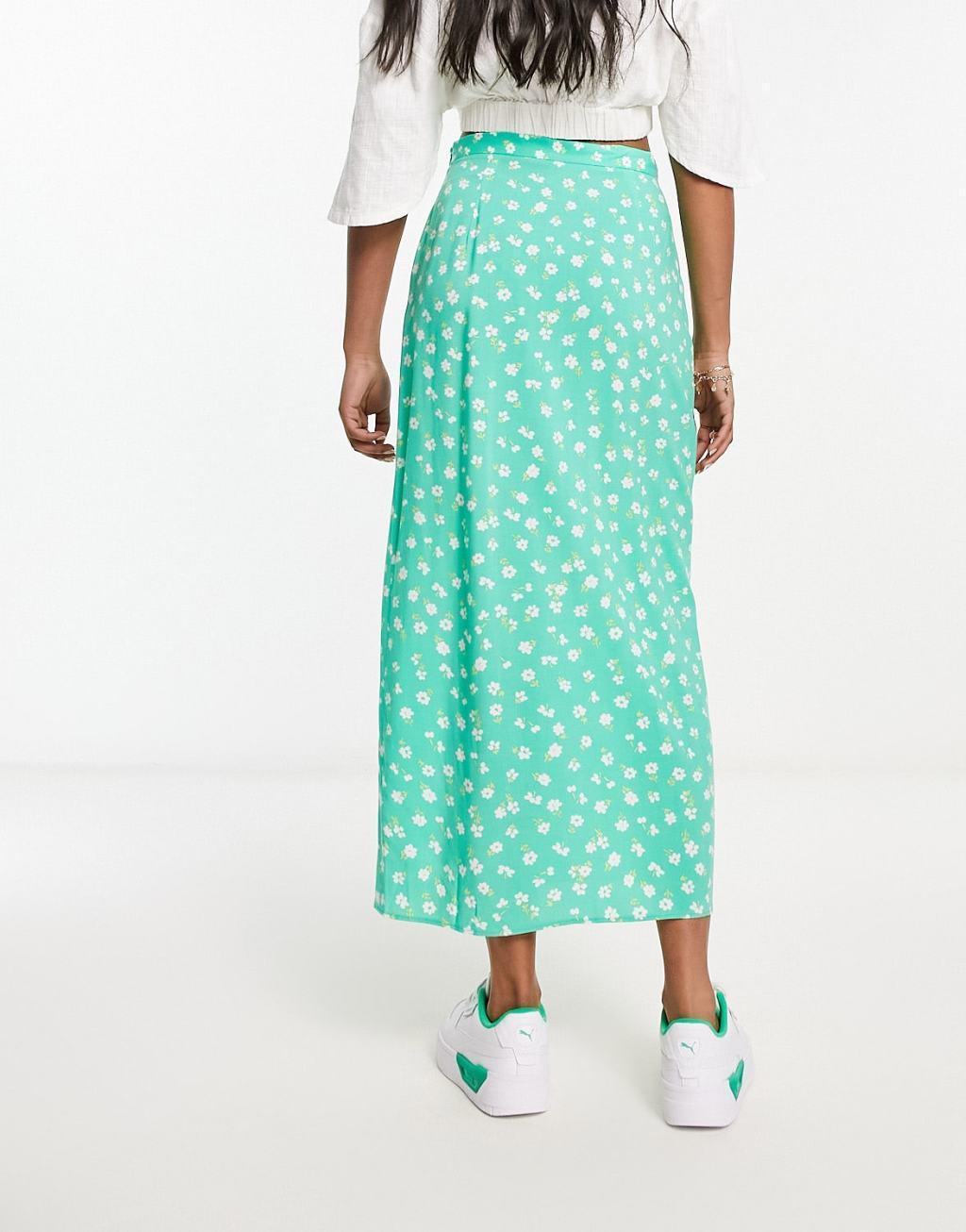 ASOS DESIGN bow detail midi skirt with thigh split Product Image