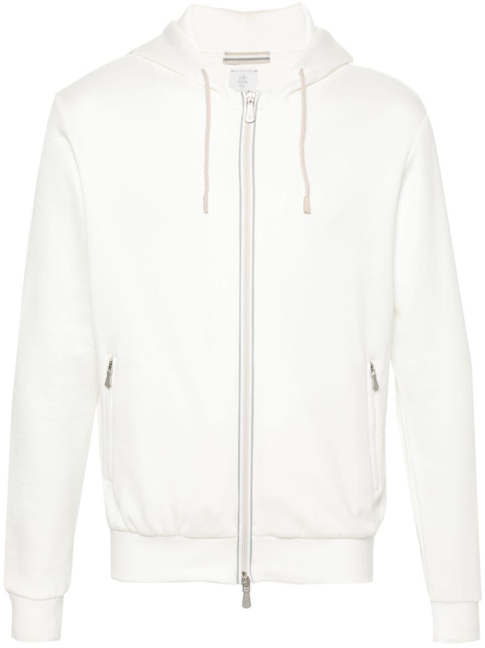 Stripe-detail Zipped Hoodie In White Product Image