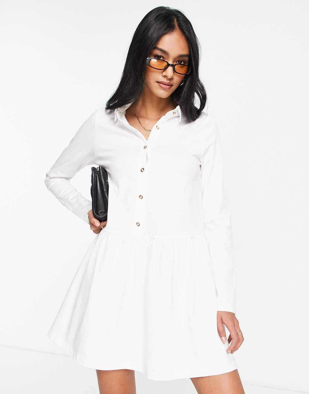 ASOS DESIGN mini jersey shirt dress with drop waist Product Image