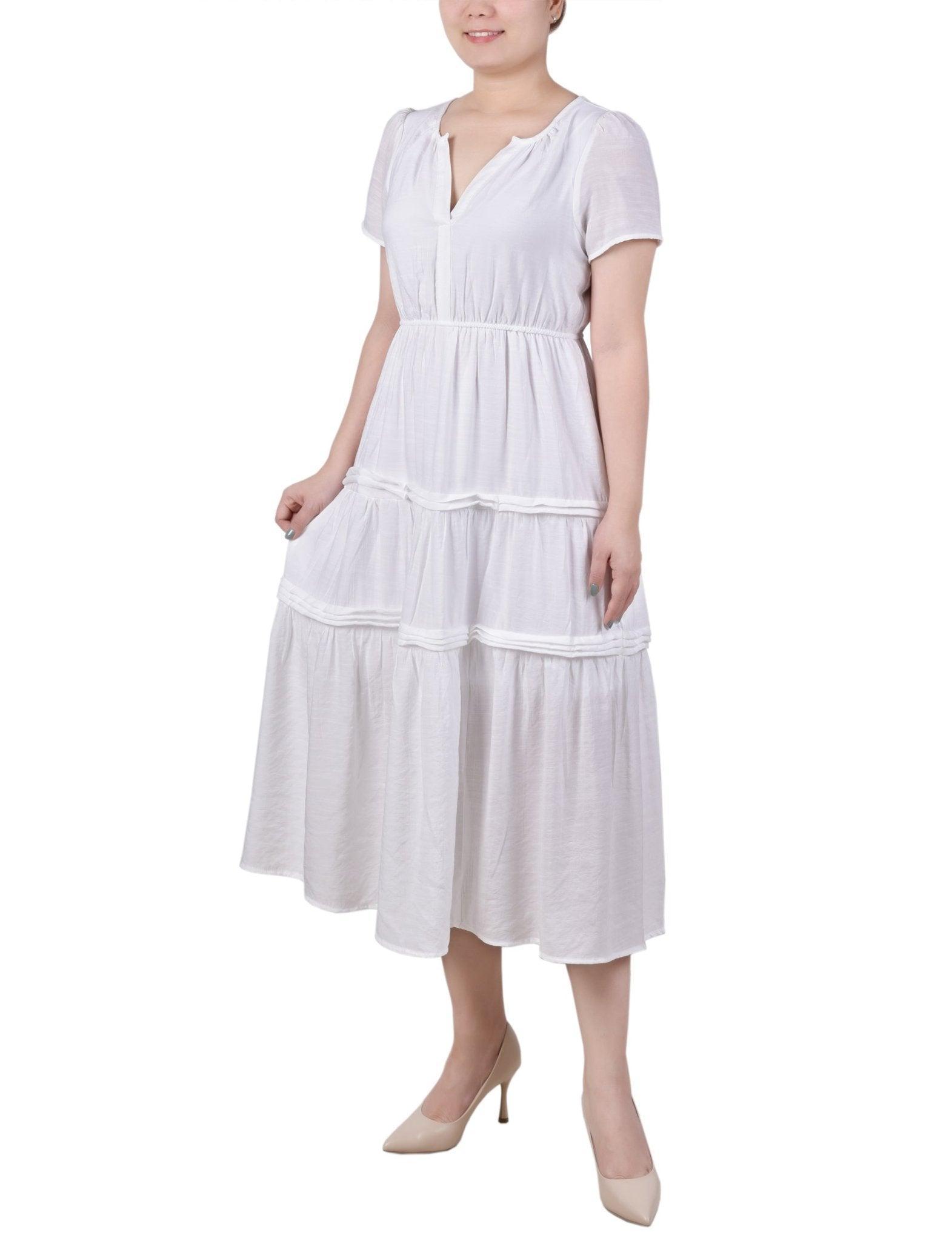 Ankle Length Short Sleeve Dress - Petite Product Image