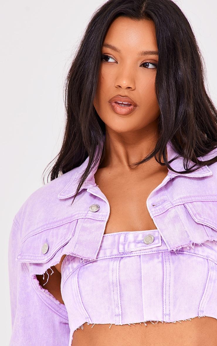 Washed Lilac Extreme Denim Bandeau Top Product Image