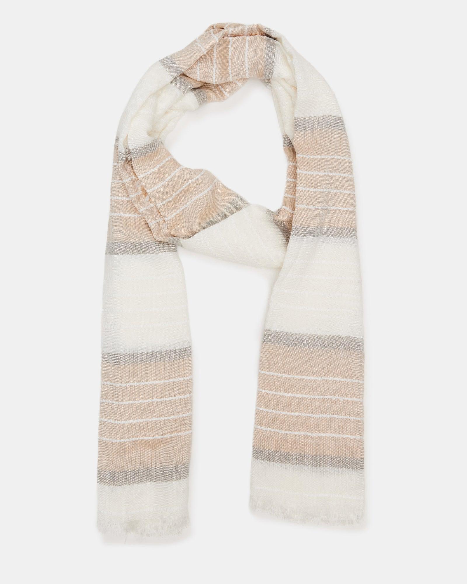 STRIPED OBLONG SCARF NATURAL Female Product Image