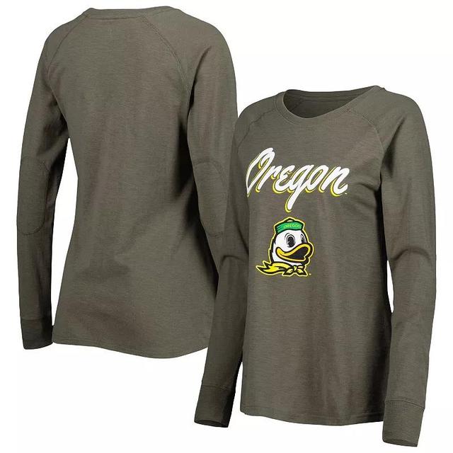 Womens Olive Oregon Ducks Payton Elbow Patch Slub Raglan Long Sleeve T-Shirt Product Image