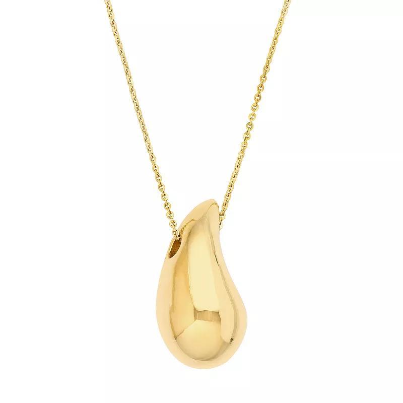 Gold Tone Puffed Teardrop Necklace, Womens 14k Gold Product Image