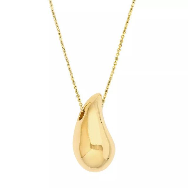 Gold Tone Puffed Teardrop Necklace, Womens 14k Gold Product Image