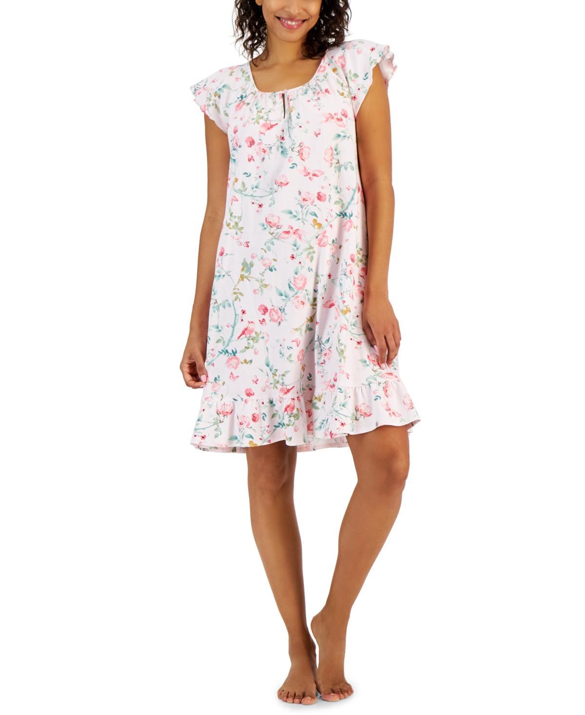 Women's Cotton Printed Flutter-Sleeve Chemise, Created for Macy's Product Image