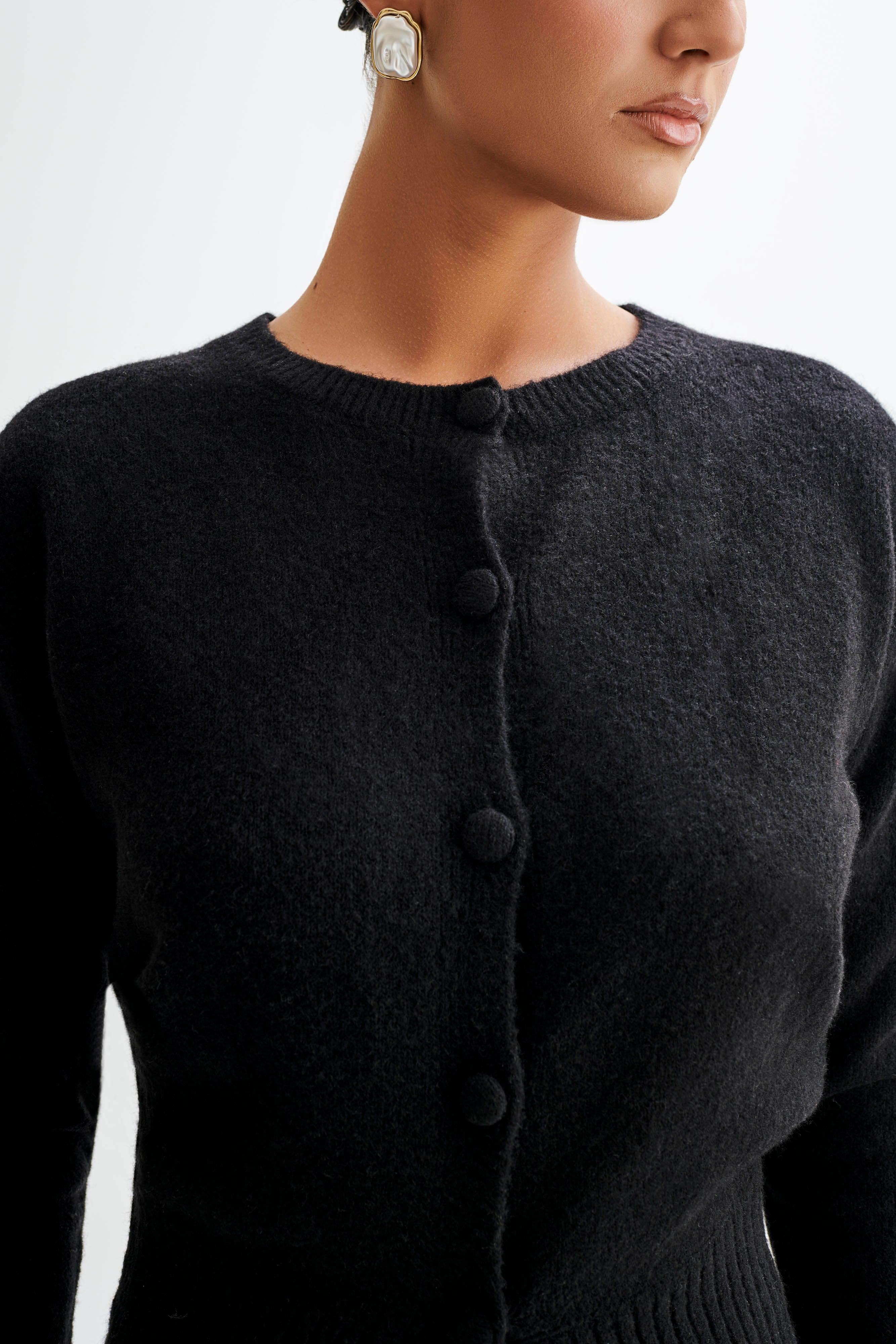 Genevieve Oversized Knit Cardigan - Black Product Image