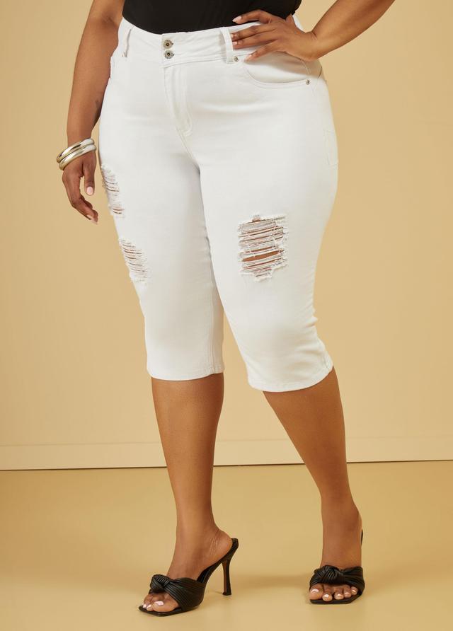 Plus Size Fearless Denim Capris Ashley Stewart Product Image