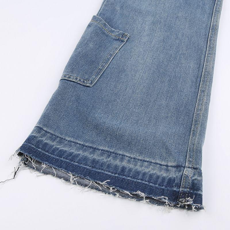 Mid Waist Star Applique Flared Jeans Product Image