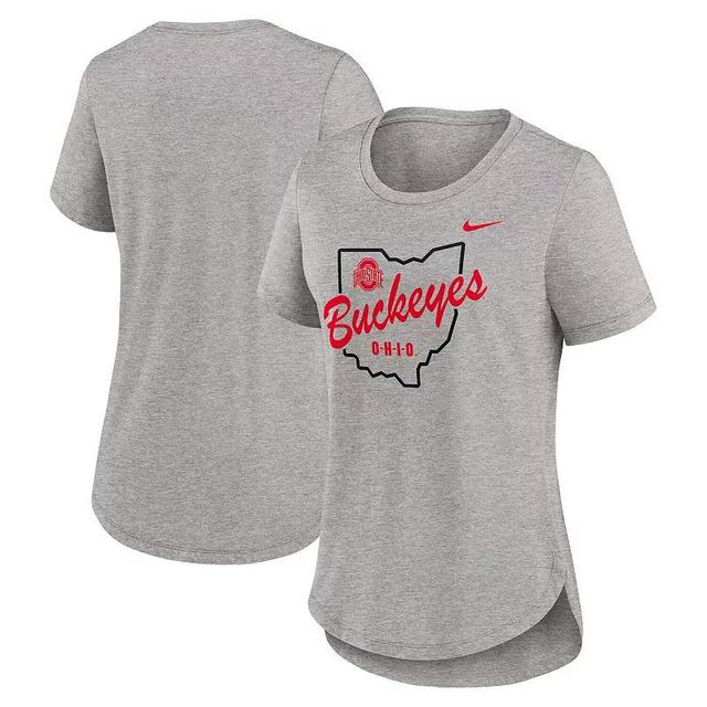 Womens Nike Heather Gray Ohio State Buckeyes Local Campus Location Mantra Tri-Blend T-Shirt Product Image