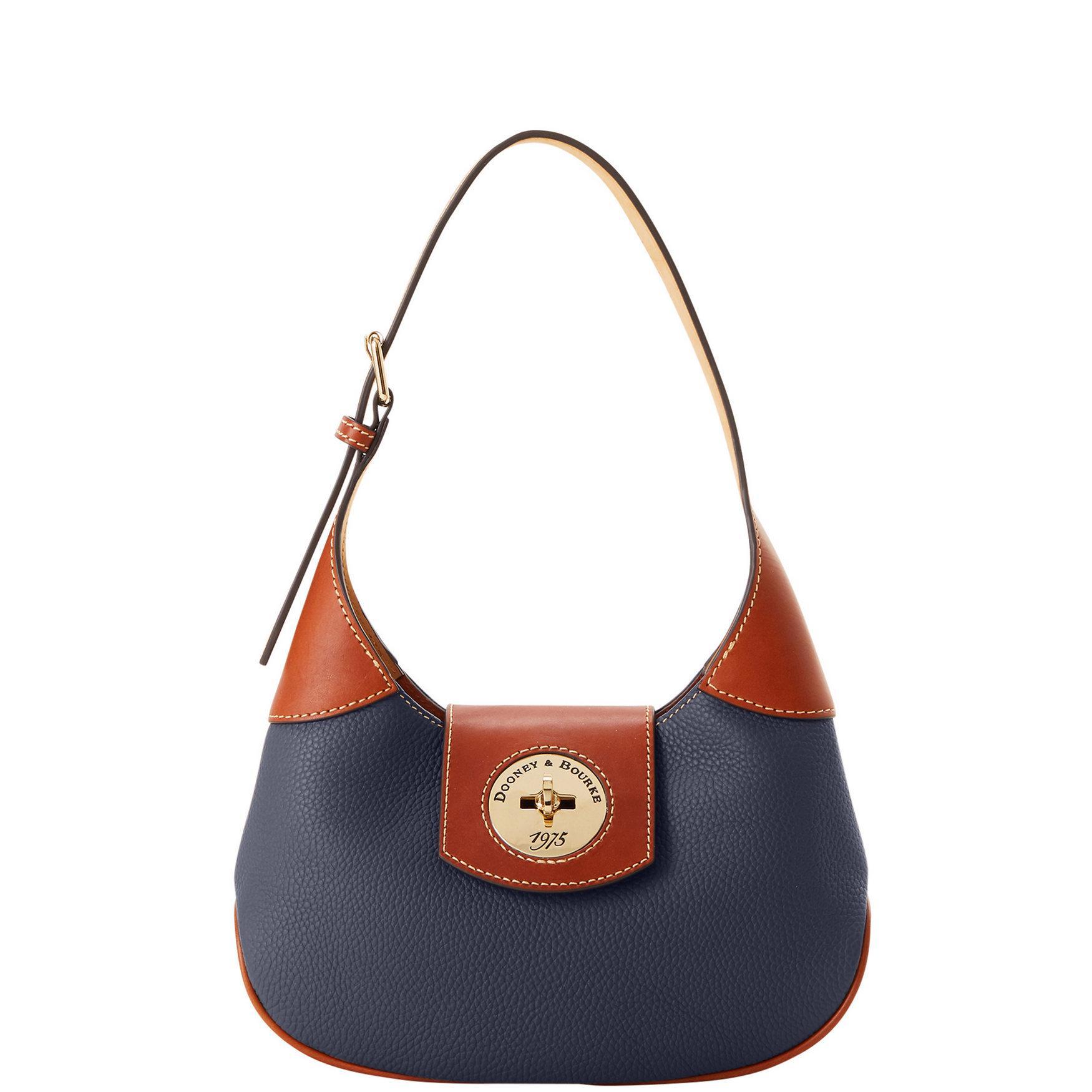 Dooney & Bourke Womens Pebble Turnlock Leather Hobo 26 Bag in Midnight Blue Product Image