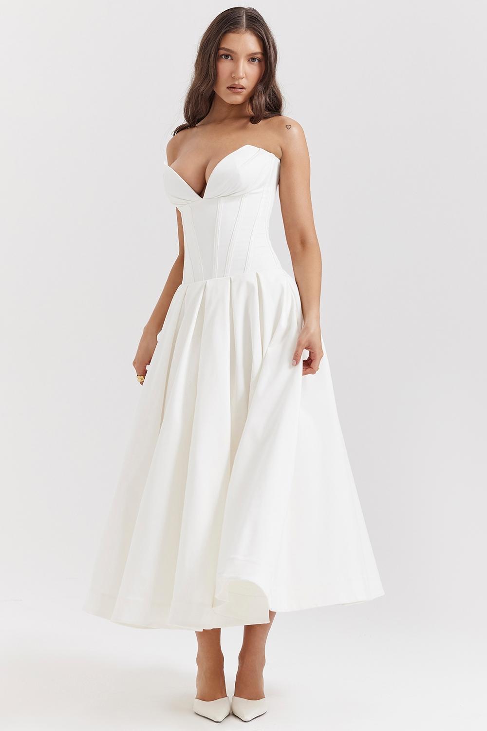 Lady White Strapless Midi Dress Product Image