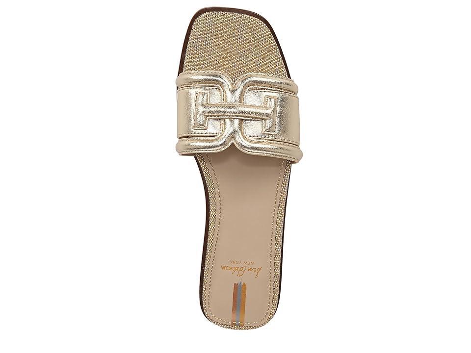 Sam Edelman Irina Metallic Leather Double E Square Toe Flat Slide Sandals Product Image